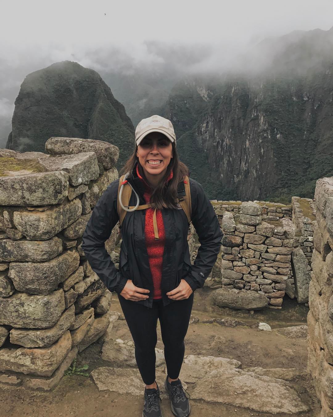 Amy in her hiking gear in Peruvian mountains