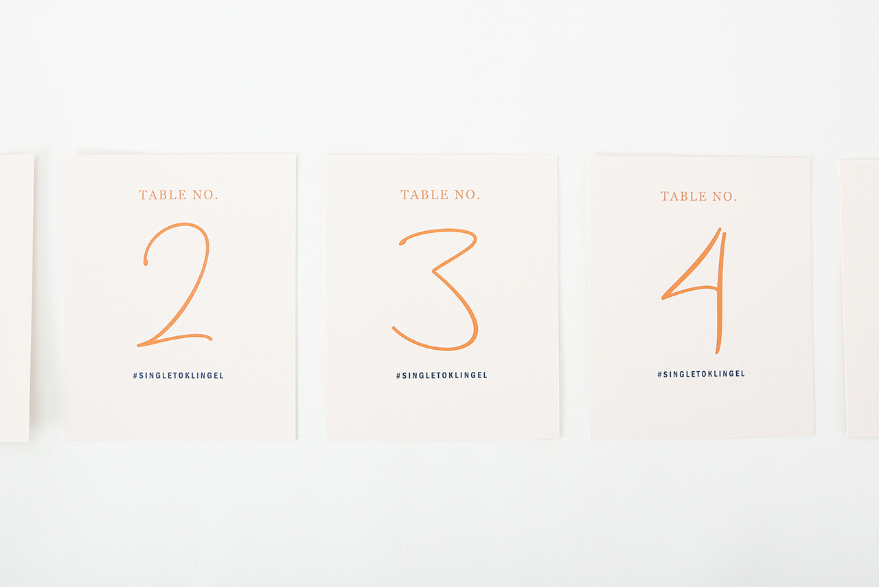 Collated table number cards