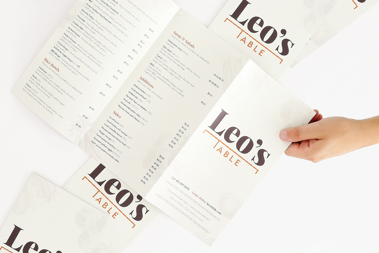 Brochure restaurant menus
