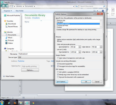 Save PDF Quality in Publisher