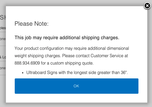 Dimensional shipping weight notification