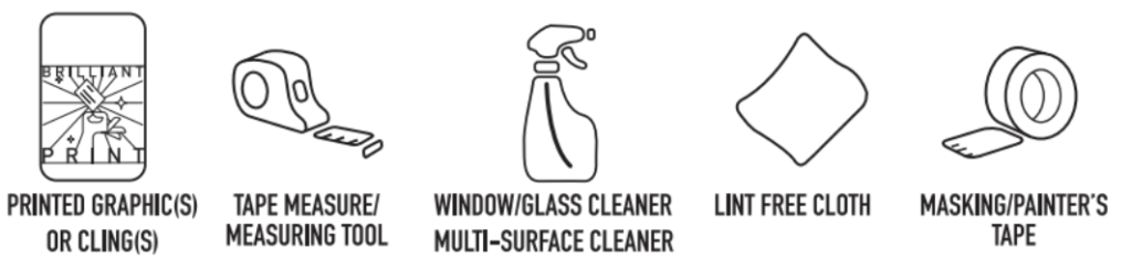 Supplies for how to install window clings