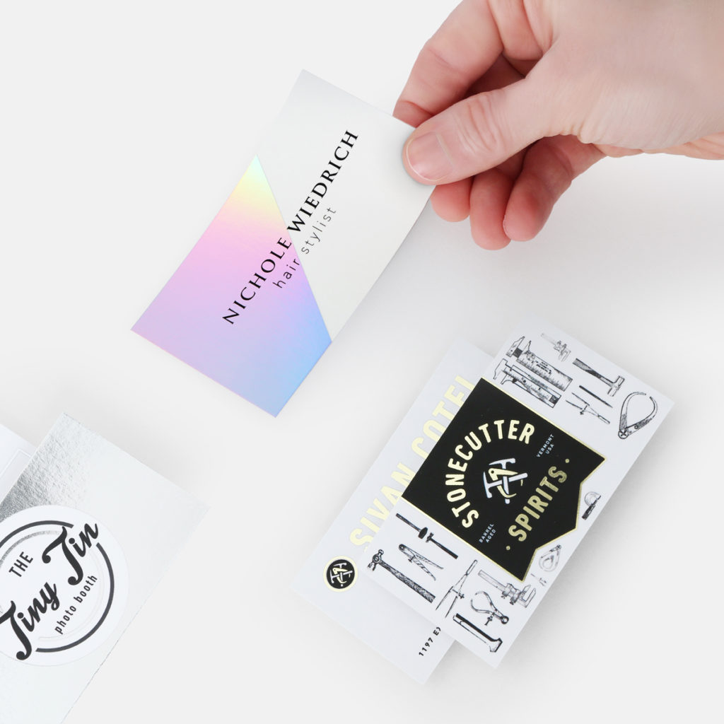 Holographic foil business cards
