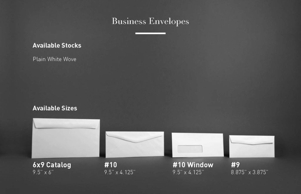 Business envelope sizes
