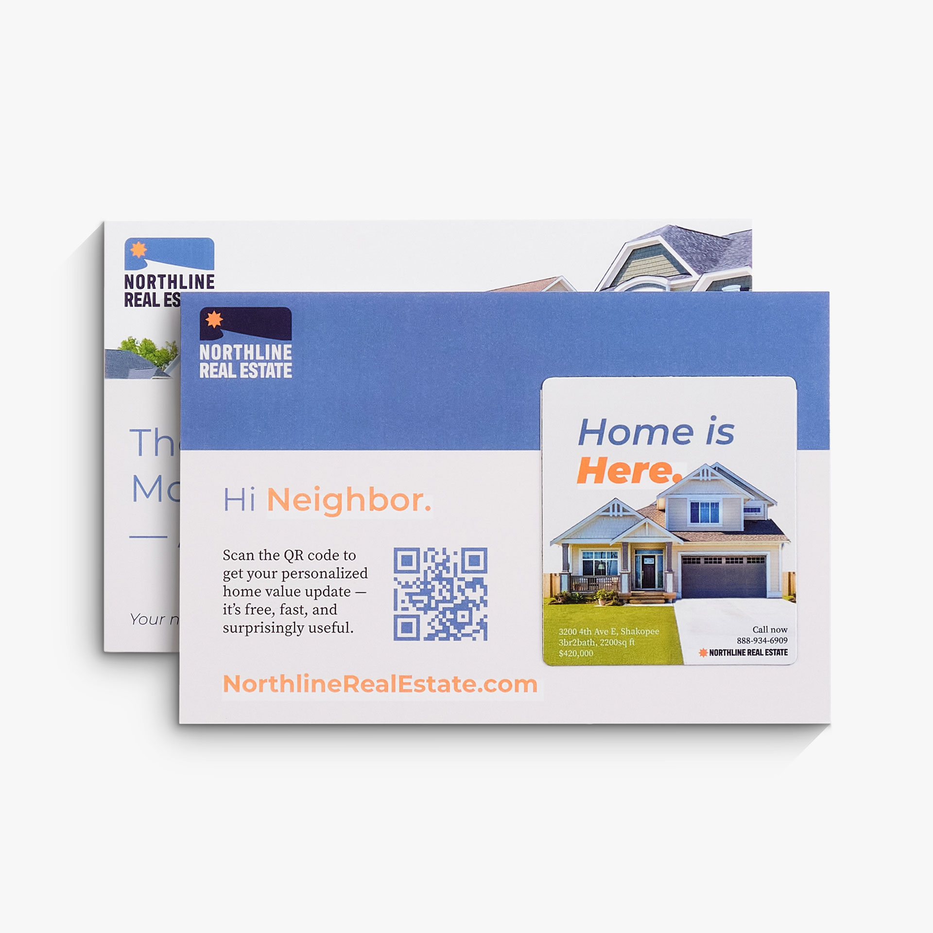 Two magnet postcards printed with real estate messaging and branding.